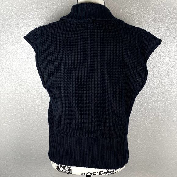 Cato Sz L Chunky Knit Sweater Vest Black Sleeveless Cardigan Double Breasted - Picture 5 of 12